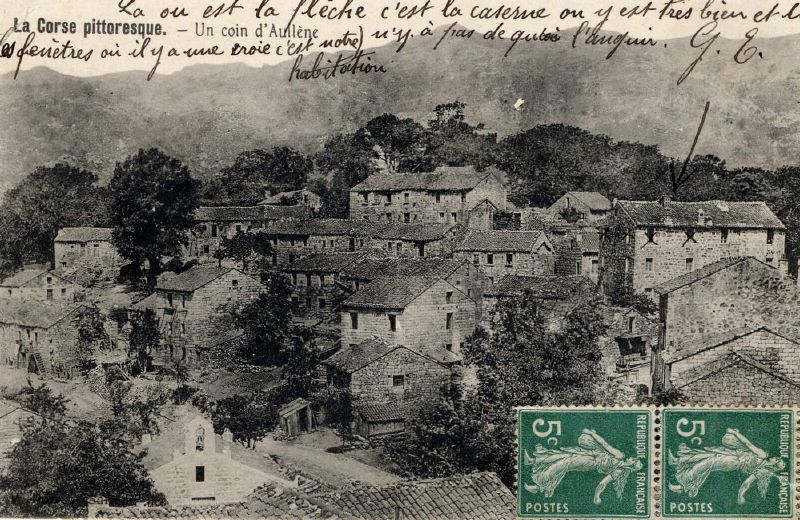 Le casernement de gendarmerie  Aullne avec un message dat de 1912